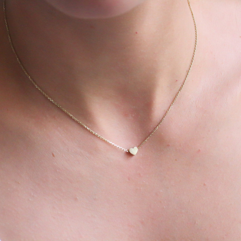 Custom Heart Bead Necklace 14k gold