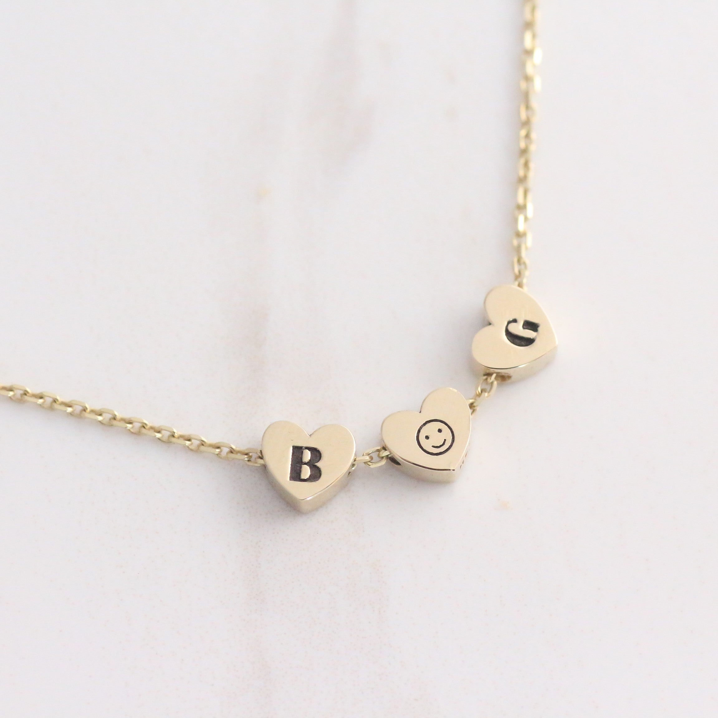 Custom Heart Bead Necklace 14k gold