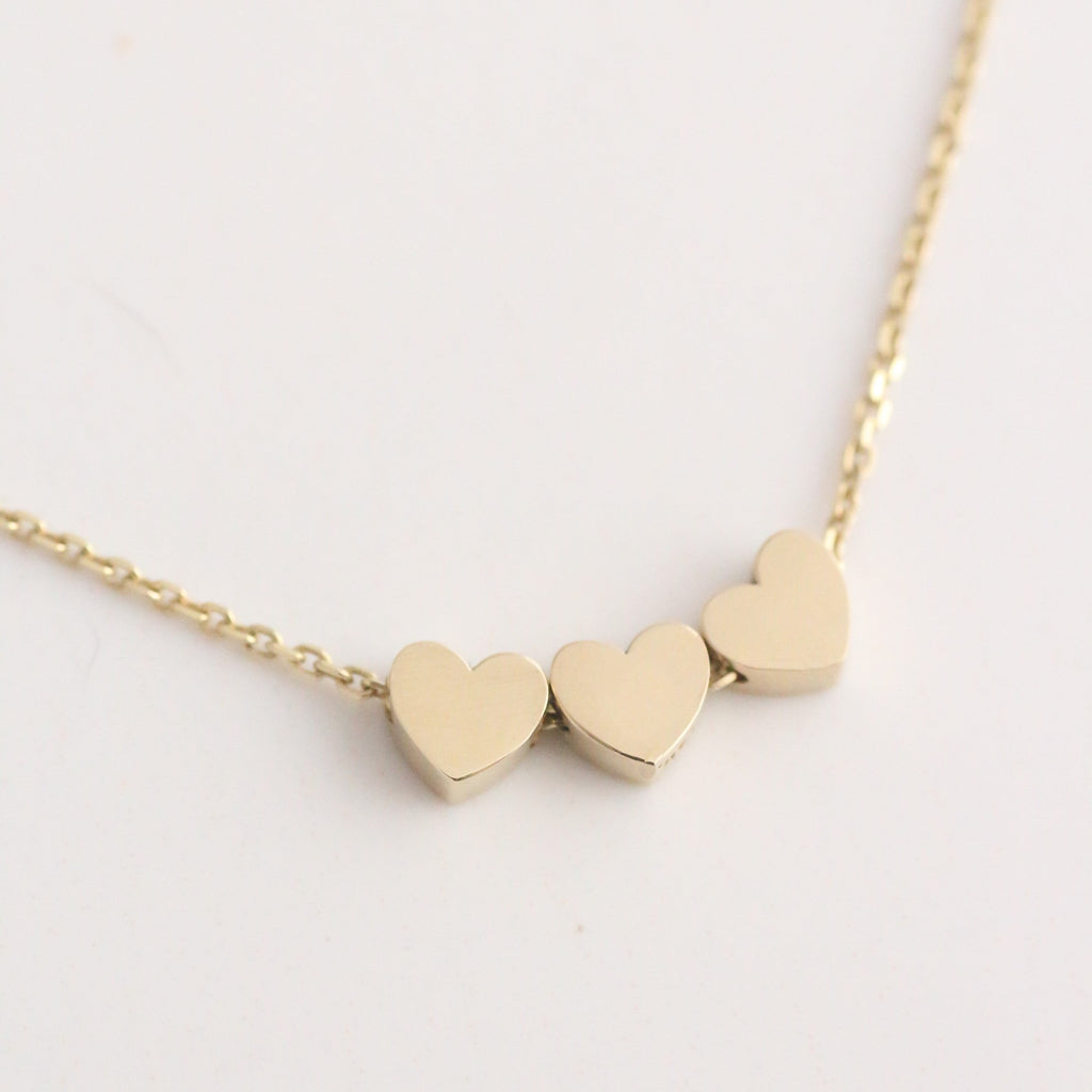 Custom Heart Bead Necklace 14k gold