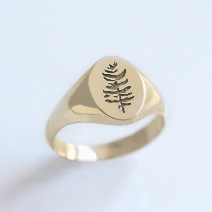 Tree signet ring 14k gold