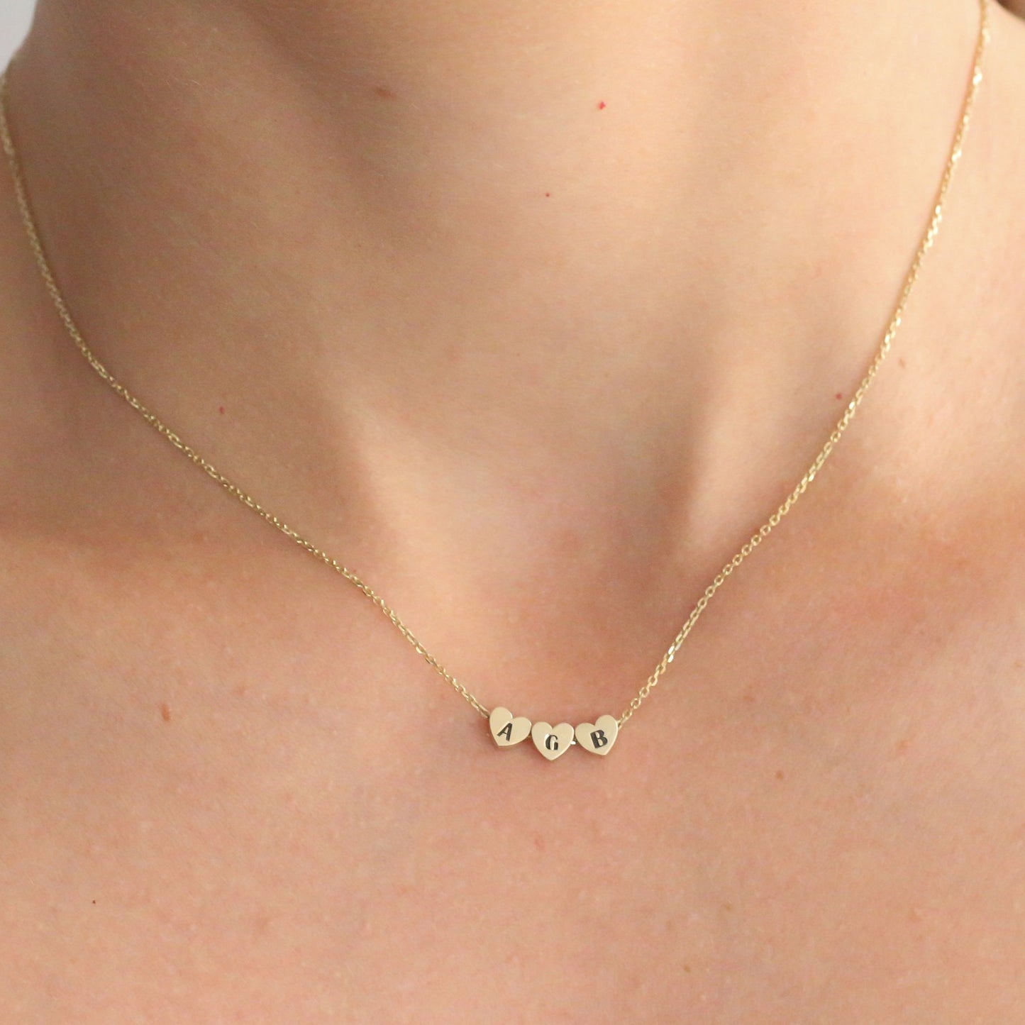 Custom Heart Bead Necklace 14k gold