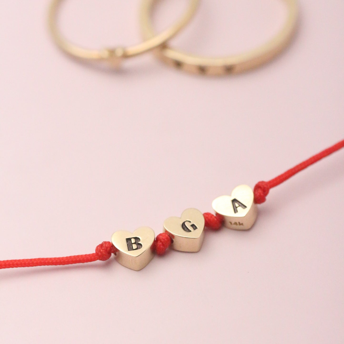 Custom Heart Bead Bracelet 14k gold