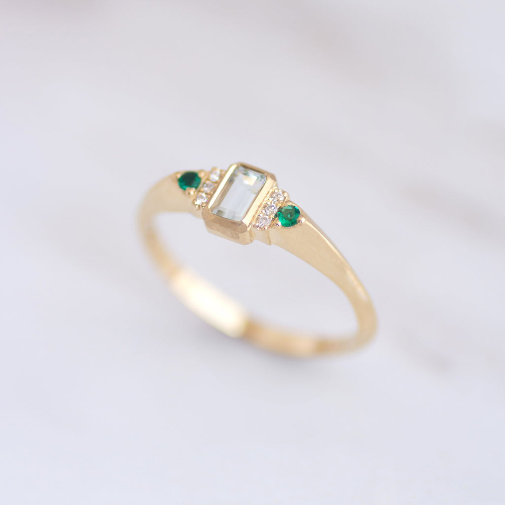 Aqua Signet Ring 14k gold