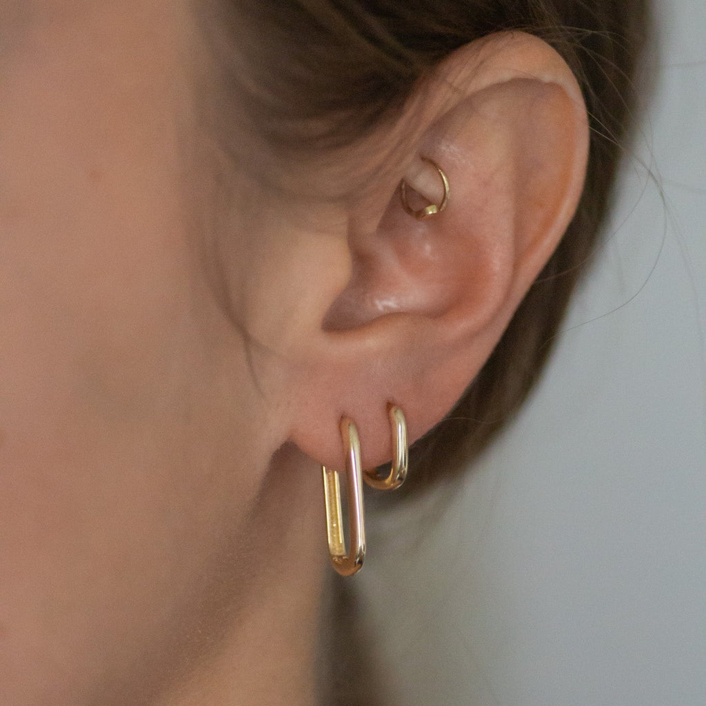 Large Rectangle Hoops 14k gold