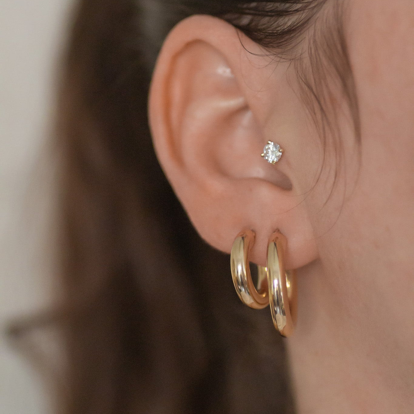 Medium Chunky Hoops 14k gold