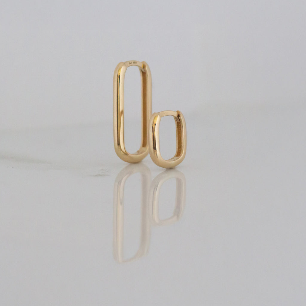 Large Rectangle Hoops 14k gold