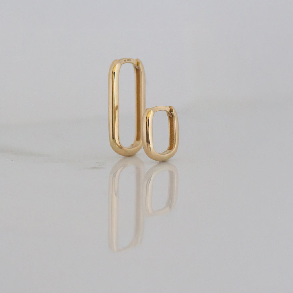 Small Rectangle Hoops 14k gold