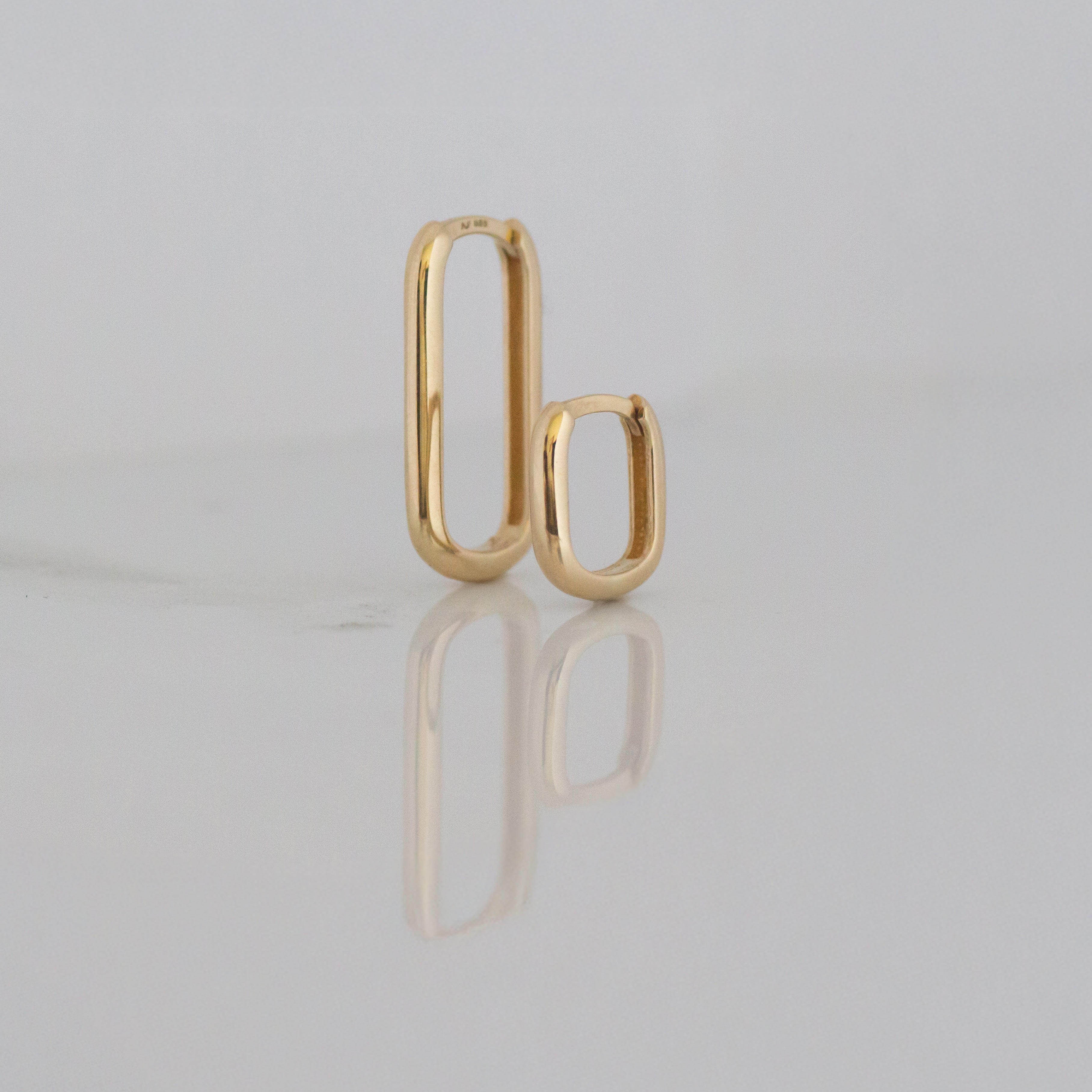 Small Rectangle Hoops 14k gold