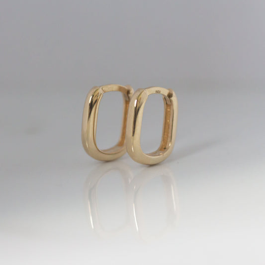 Small Rectangle Hoops 14k gold