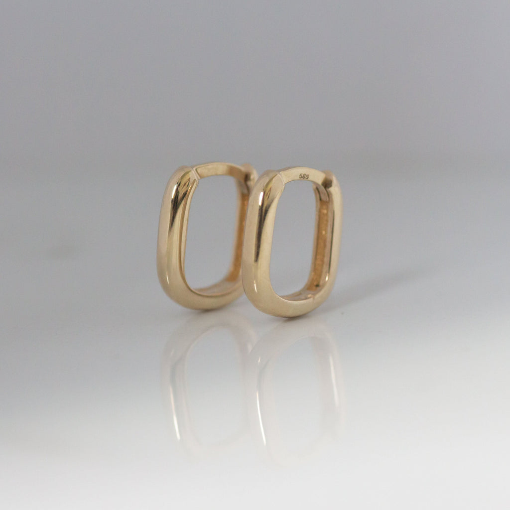 Small Rectangle Hoops 14k gold