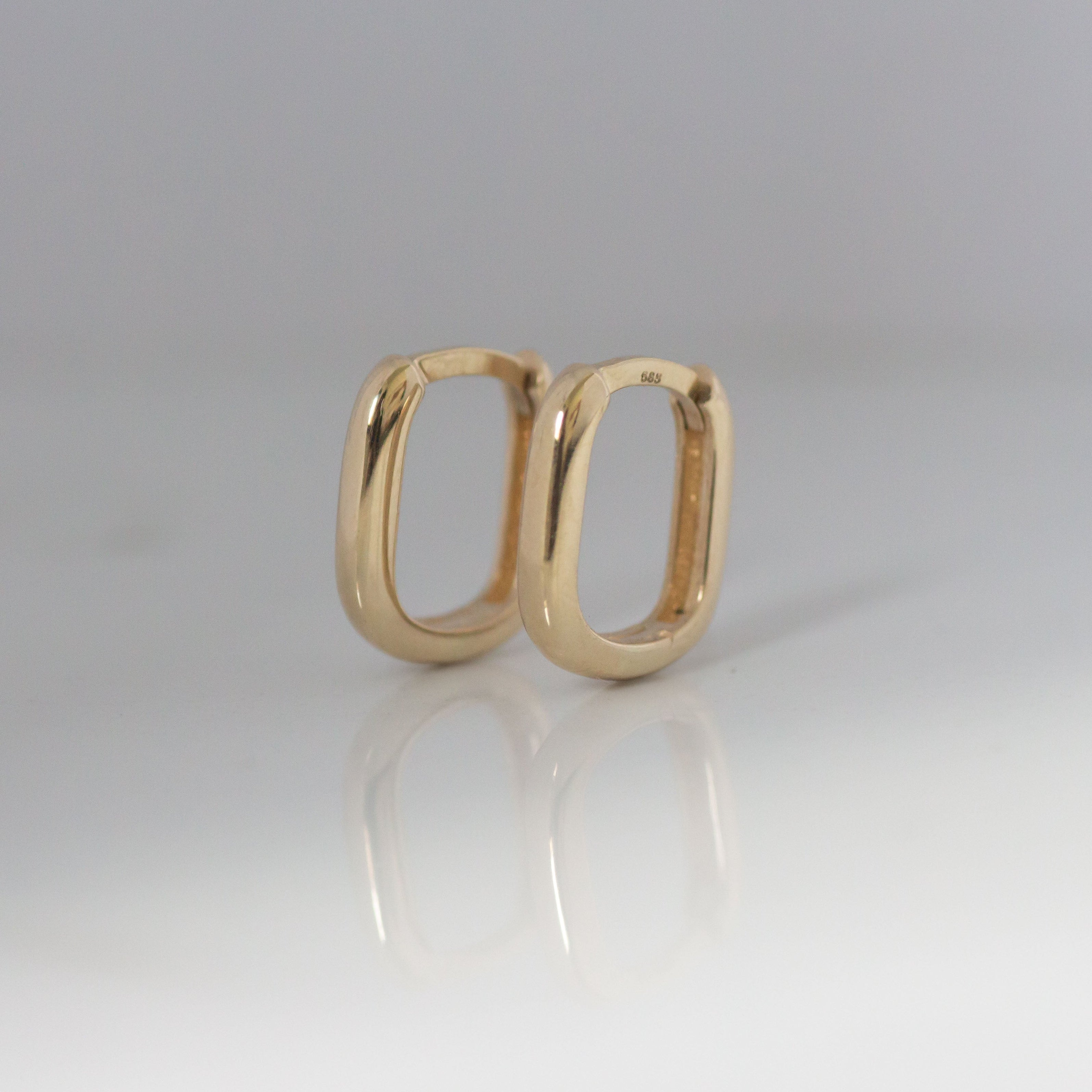 Small Rectangle Hoops 14k gold