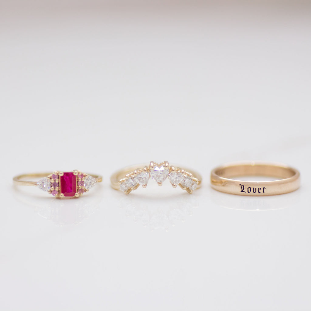 Heart Diamonds Milky Way ring 14k gold