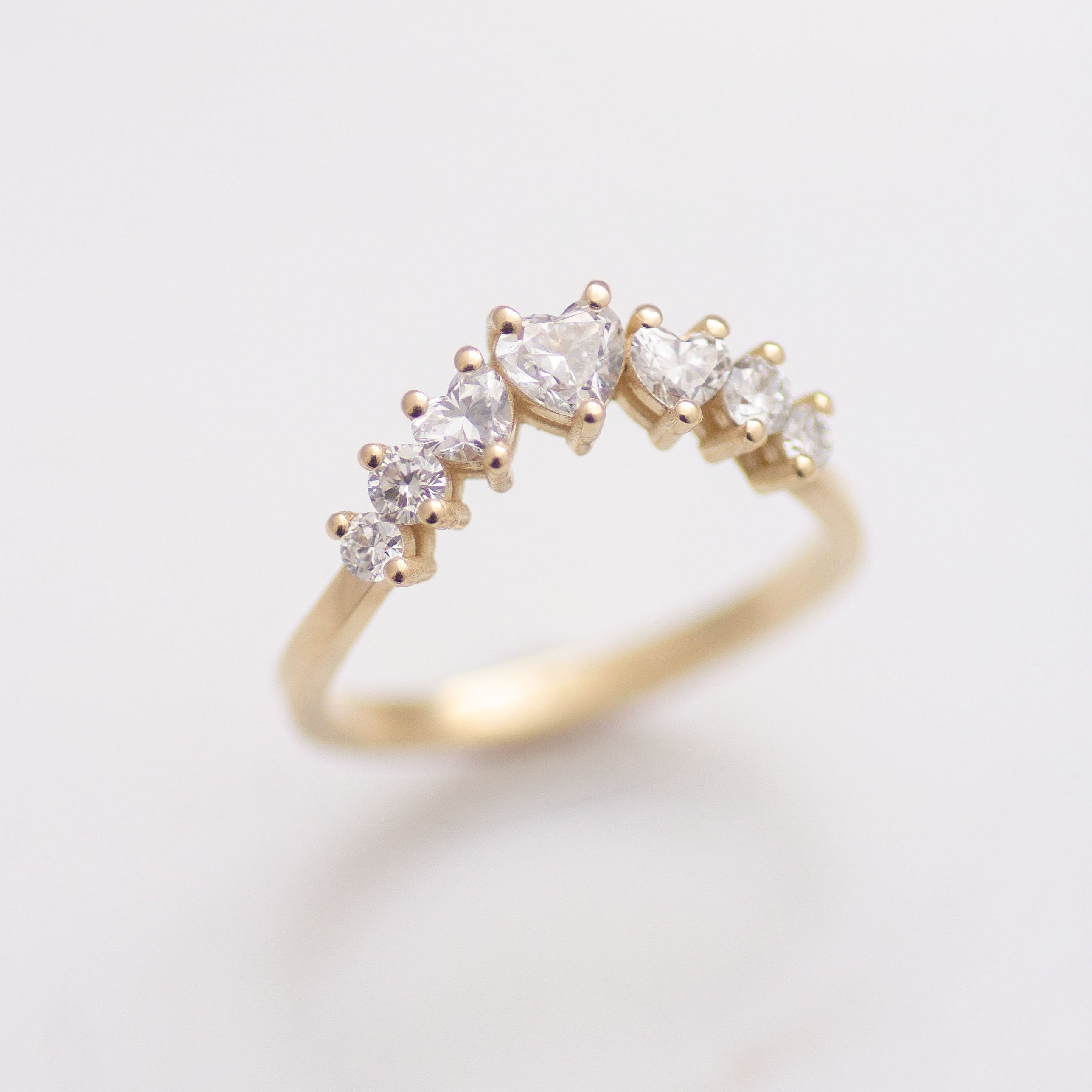 Heart Diamonds Milky Way ring 14k gold