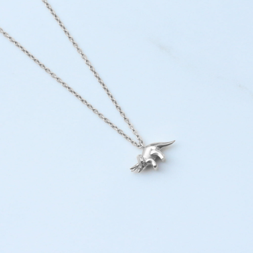 Dinosaur necklace silver