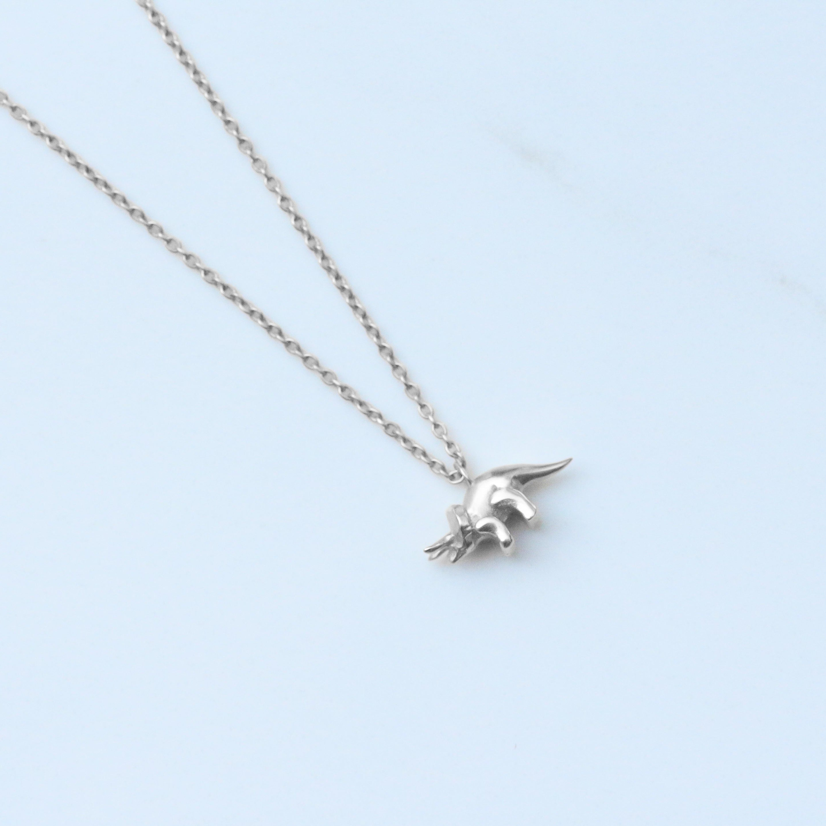 Dinosaur necklace silver