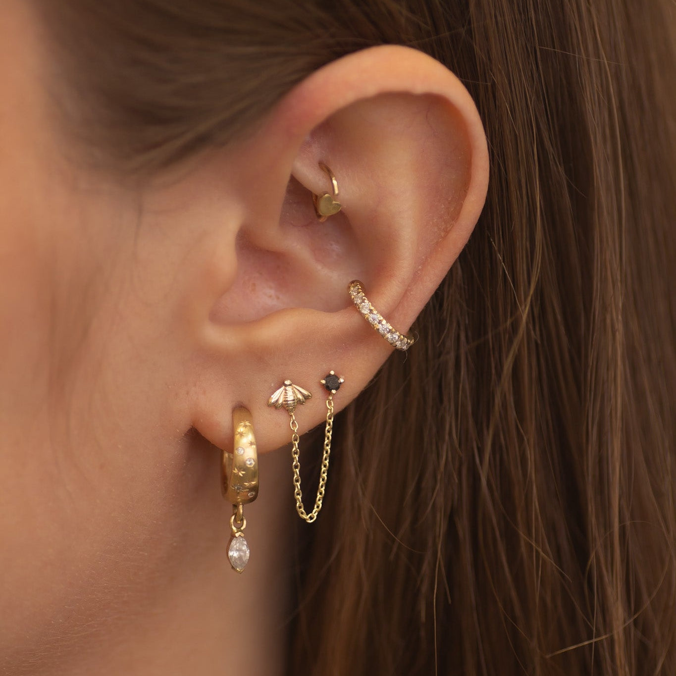 Bee to Black Diamond earring