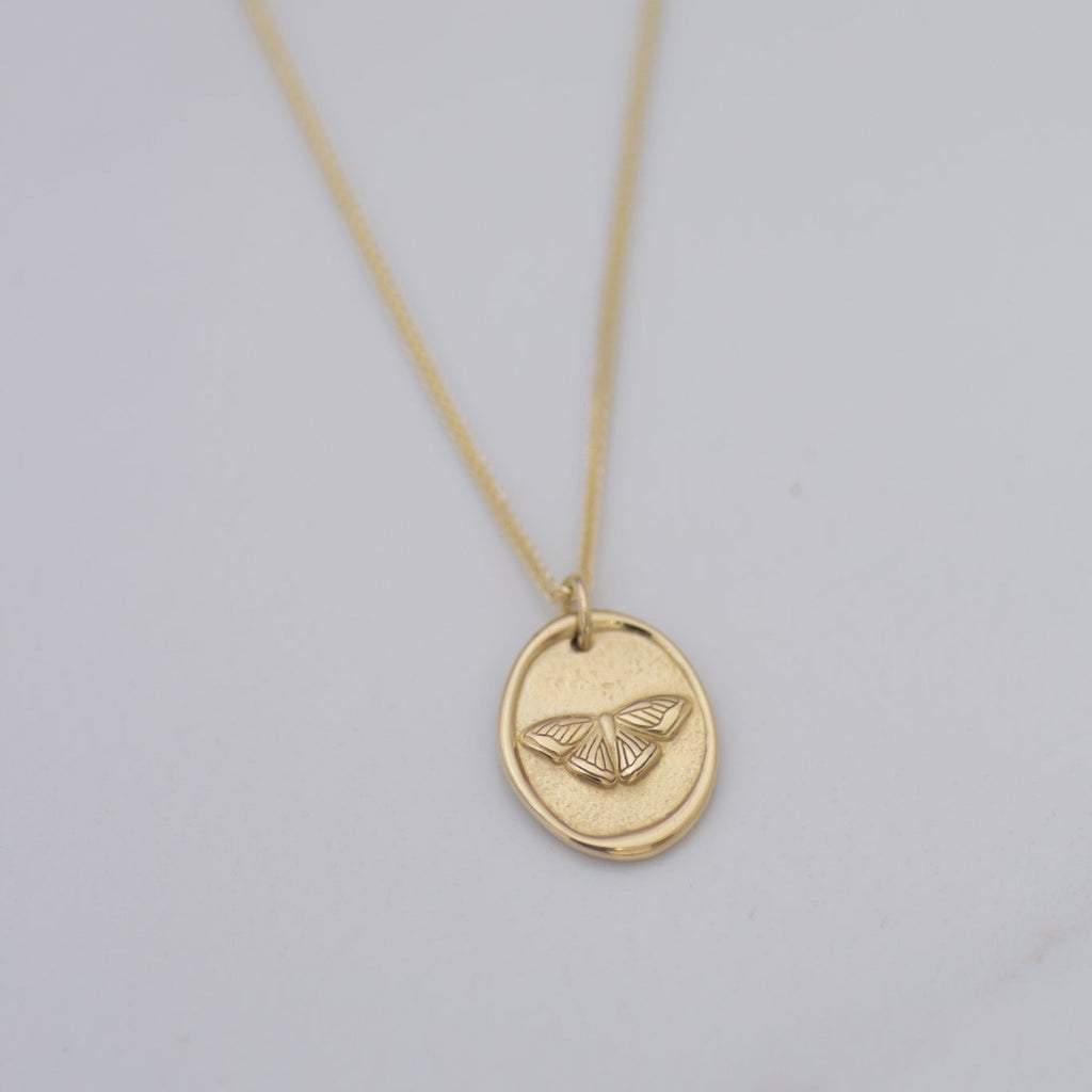 Butterfly Medallion Pendant in 14k gold