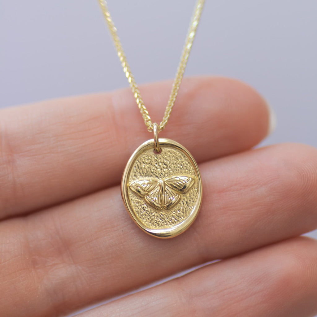 Butterfly Medallion Pendant in 14k gold