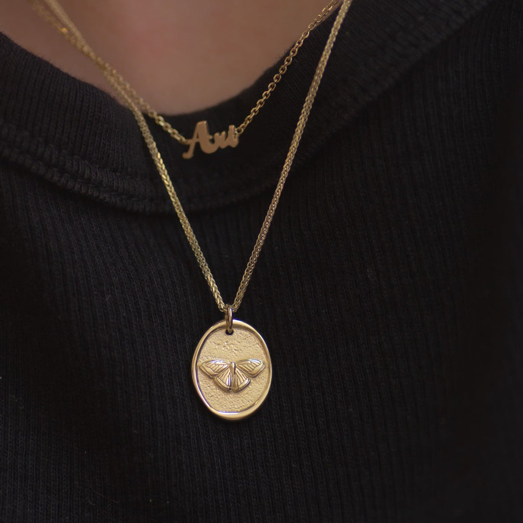 Butterfly Medallion Pendant in 14k gold