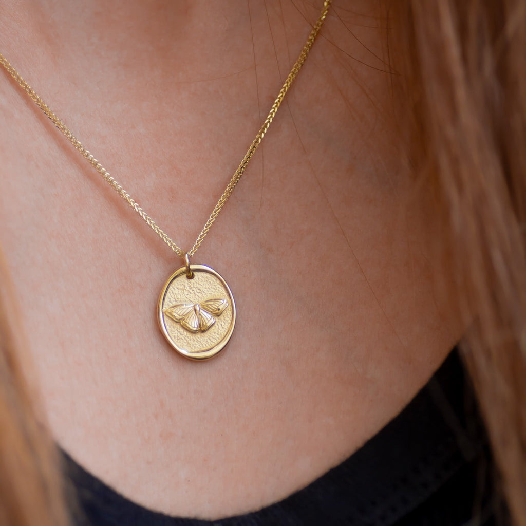 Butterfly Medallion Pendant in 14k gold