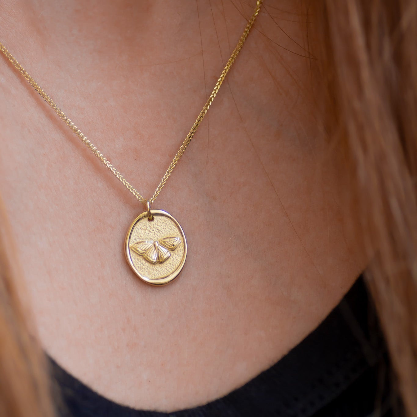 Butterfly Medallion Pendant in 14k gold