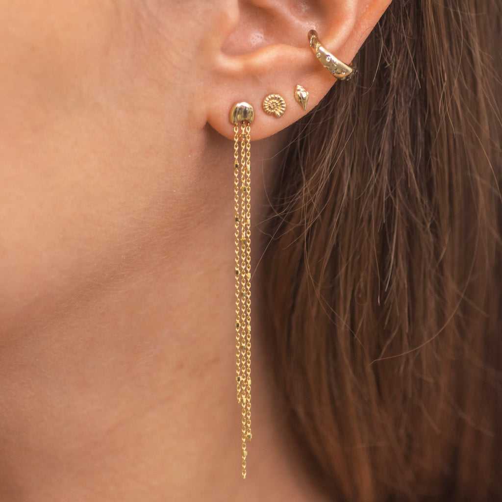 Jellyfish Chain Drop Earring in 14k gold