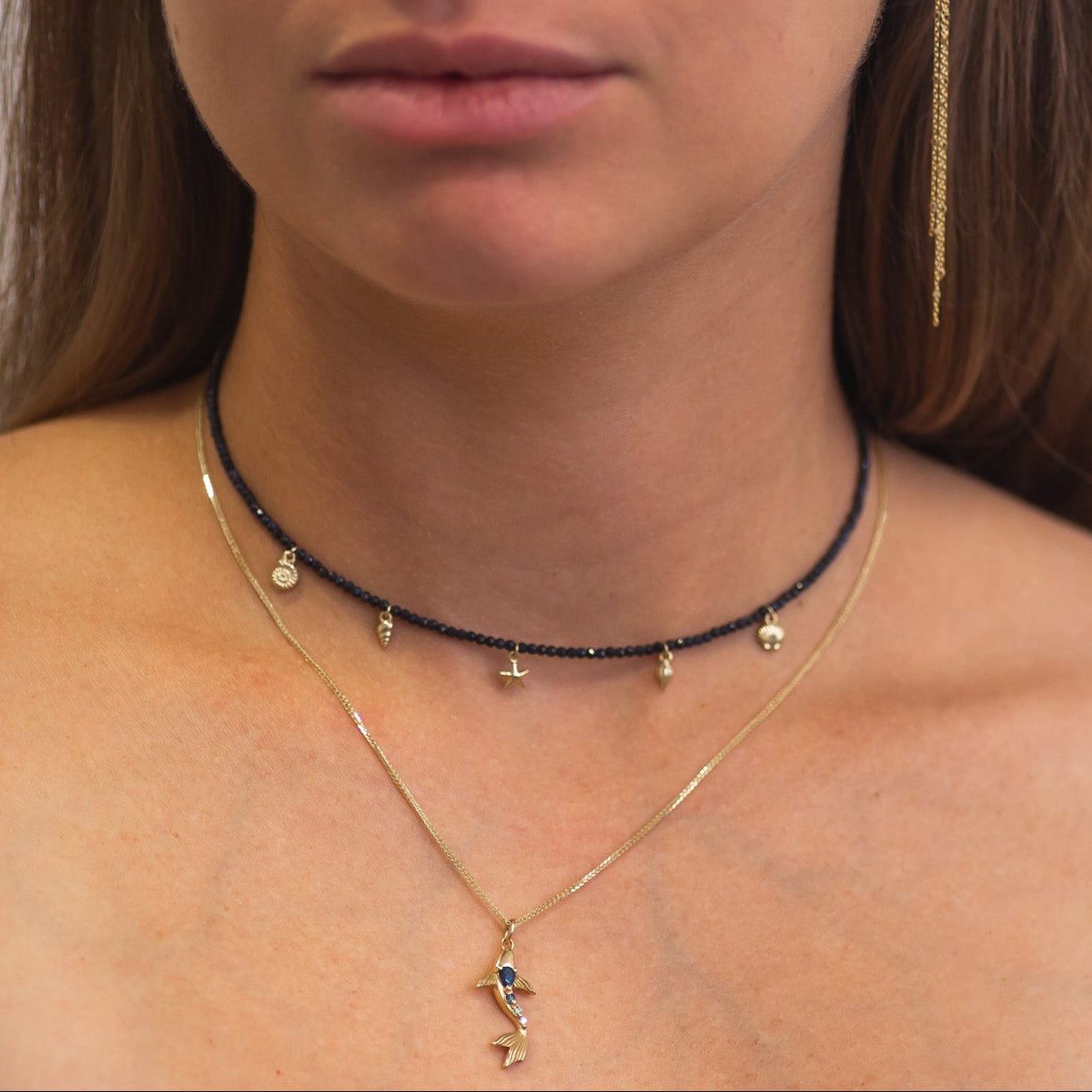 Secrets of the Sea Mini Charms Beaded Necklace in 14K Gold