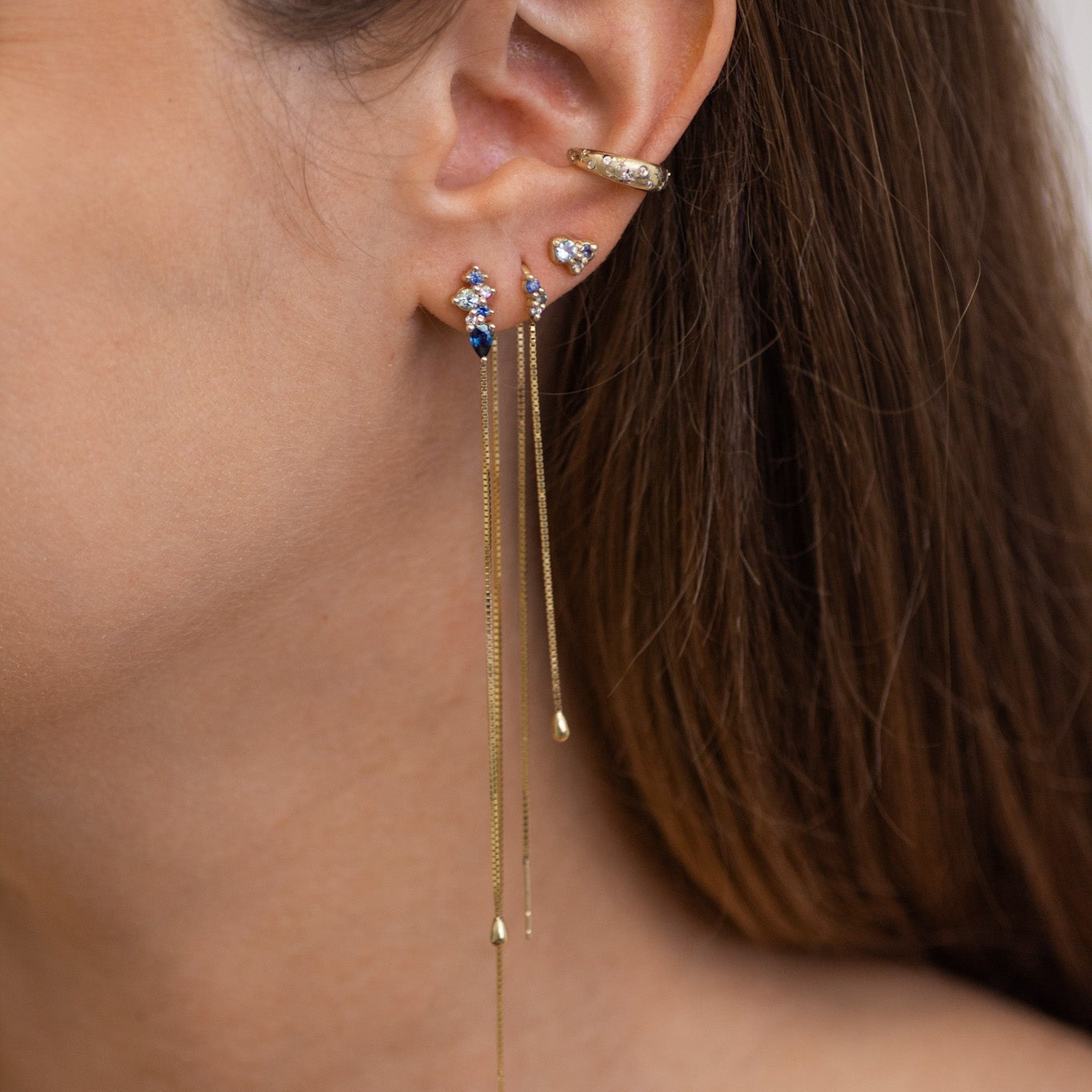Ocean Cluster Stud Earring in 14K Gold