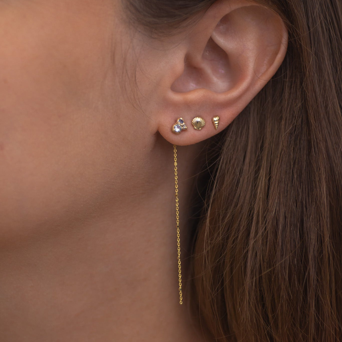 Mini Seashell Studs Set in 14k gold