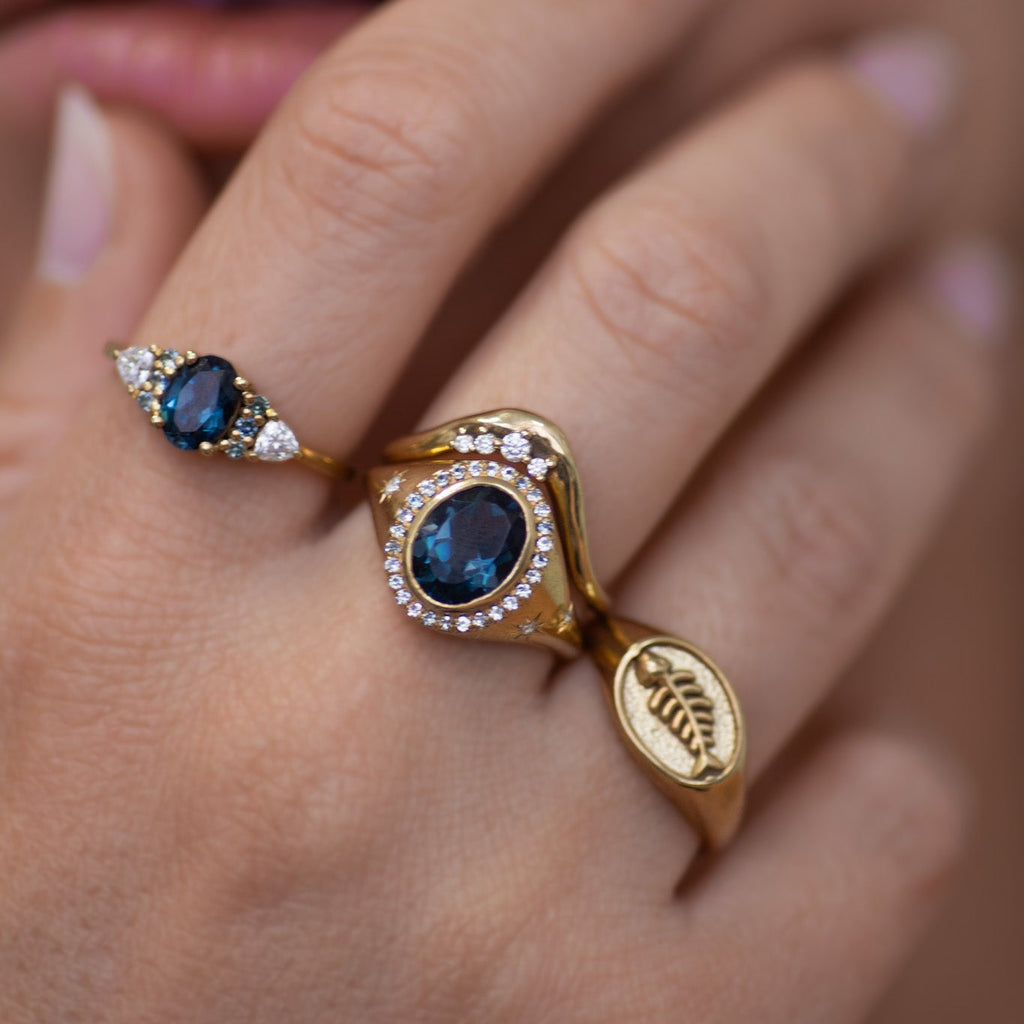 Calypso London Blue Topaz Ring in 14K Gold