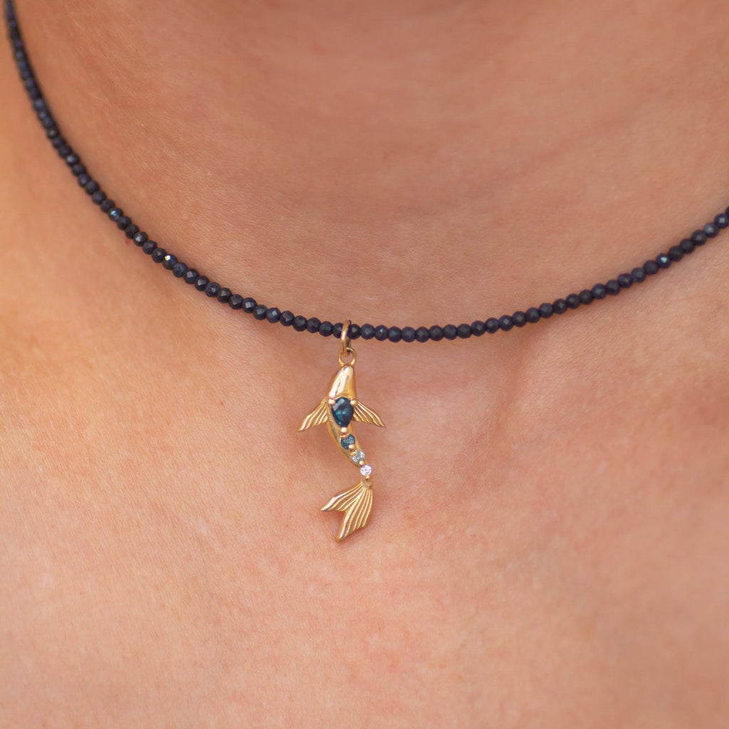 Royal Sapphire Reef Fish Pendant in 14K Gold
