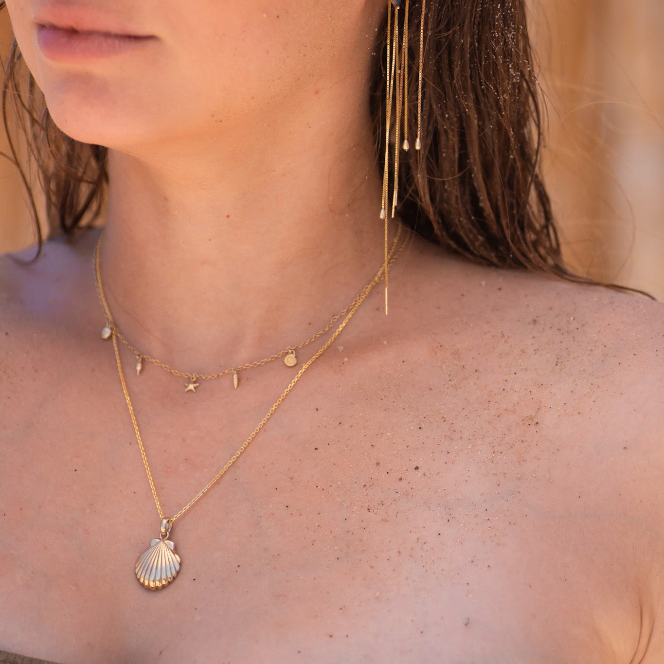 Secrets of the Sea Mini Charms Necklace in 14K Gold