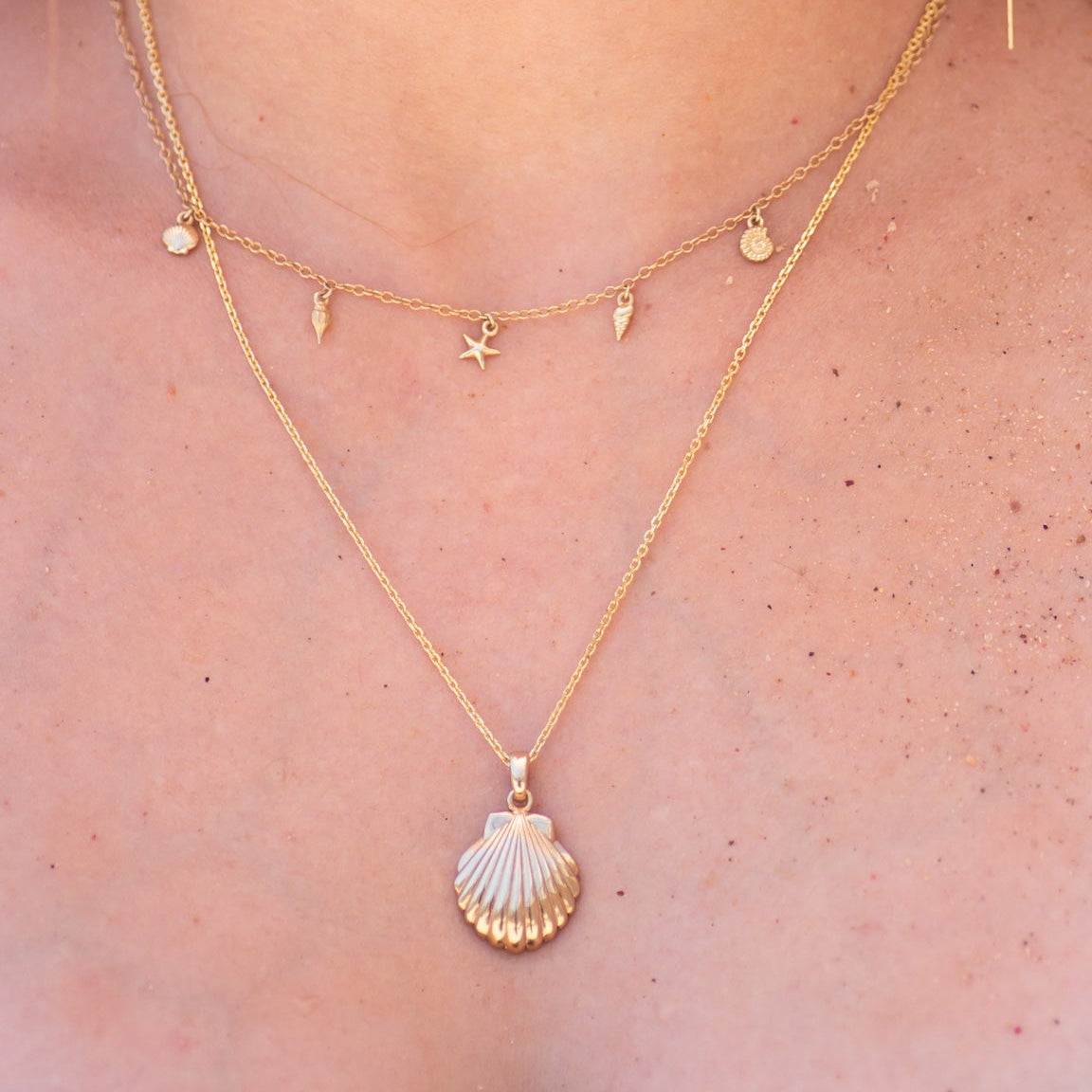 Secrets of the Sea Mini Charms Necklace in 14K Gold