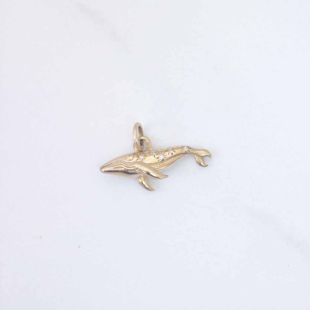 Mystic Blue Whale Charm in 14K Gold