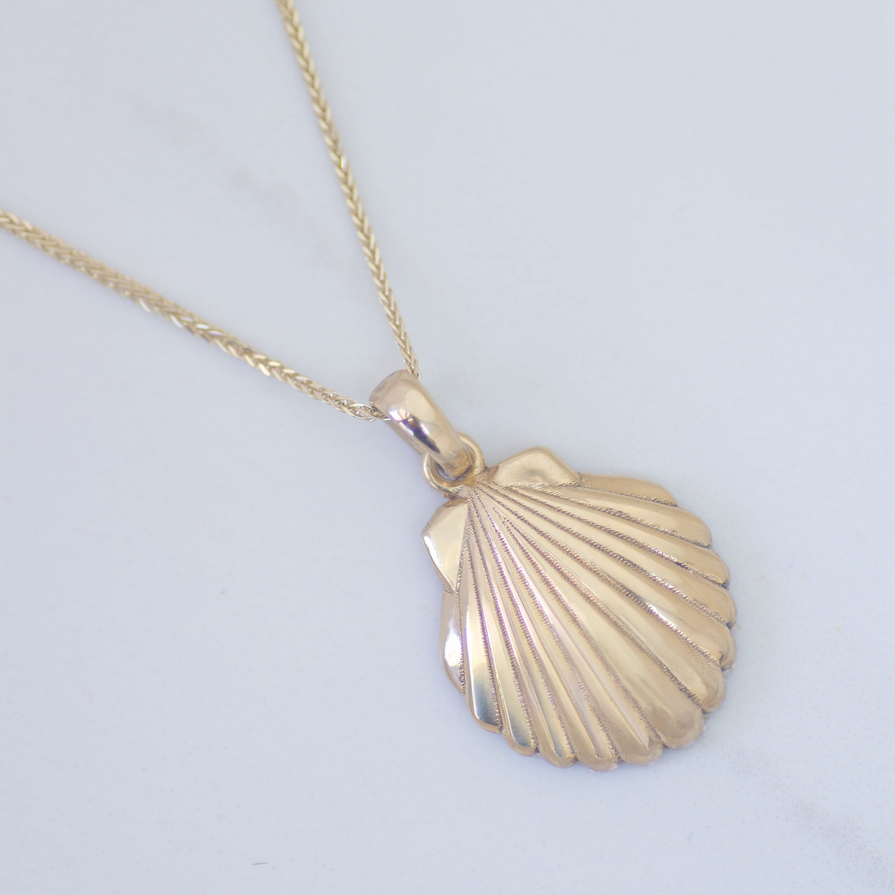 Scallop Seashell Pendant in 14K Gold