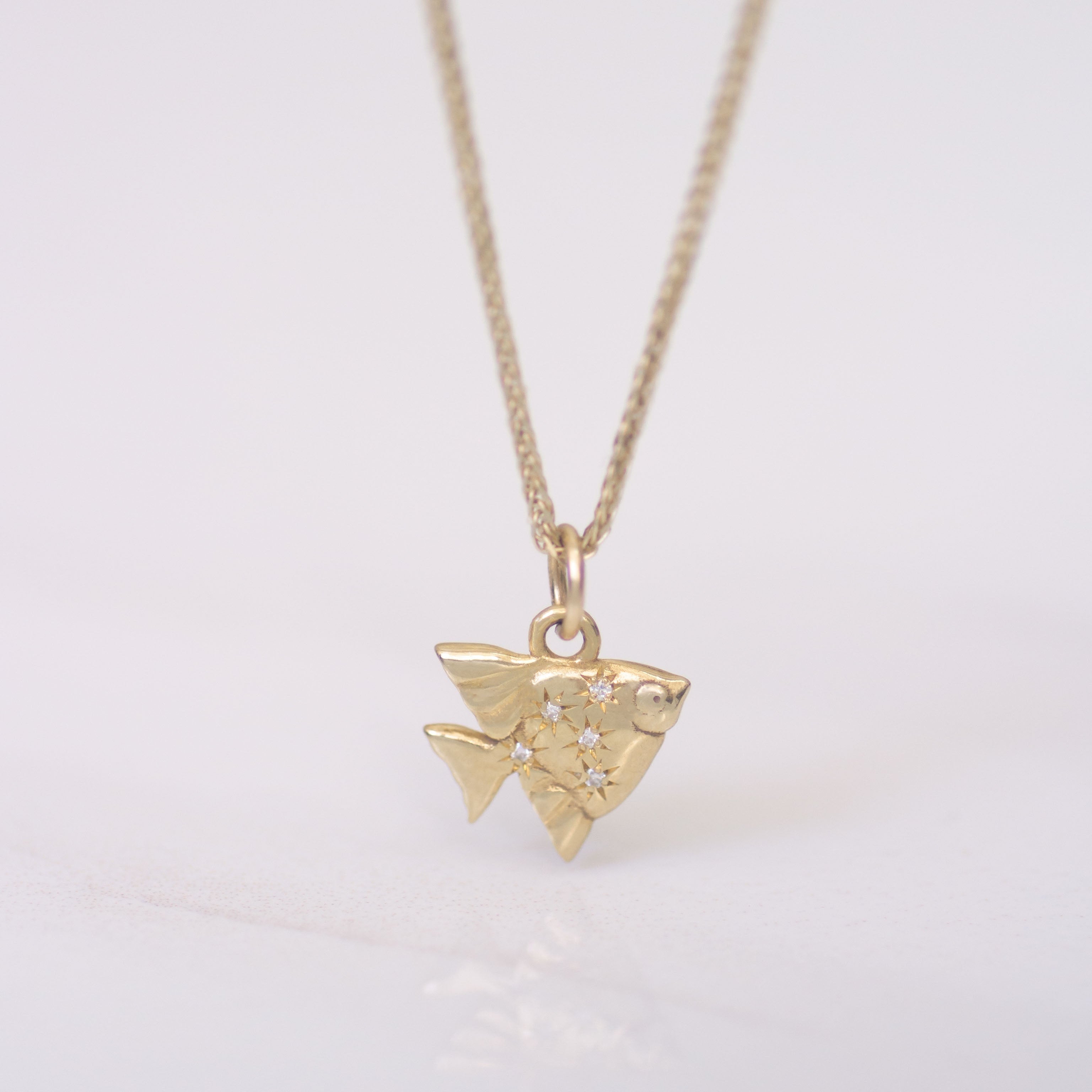 Mystic Angel Fish Charm in 14k gold