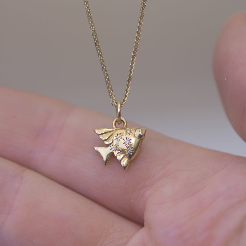 Mystic Angel Fish Charm in 14k gold