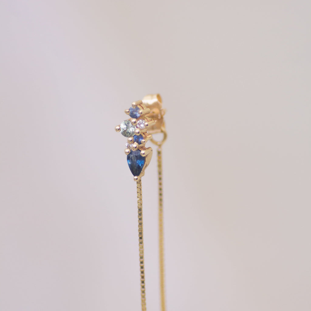 Siren Sapphire & Diamond Drop Earrings in 14K Gold
