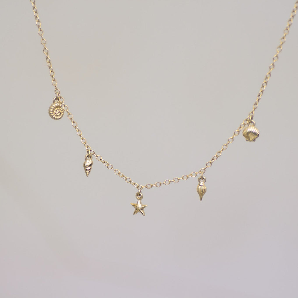 Secrets of the Sea Mini Charms Necklace in 14K Gold