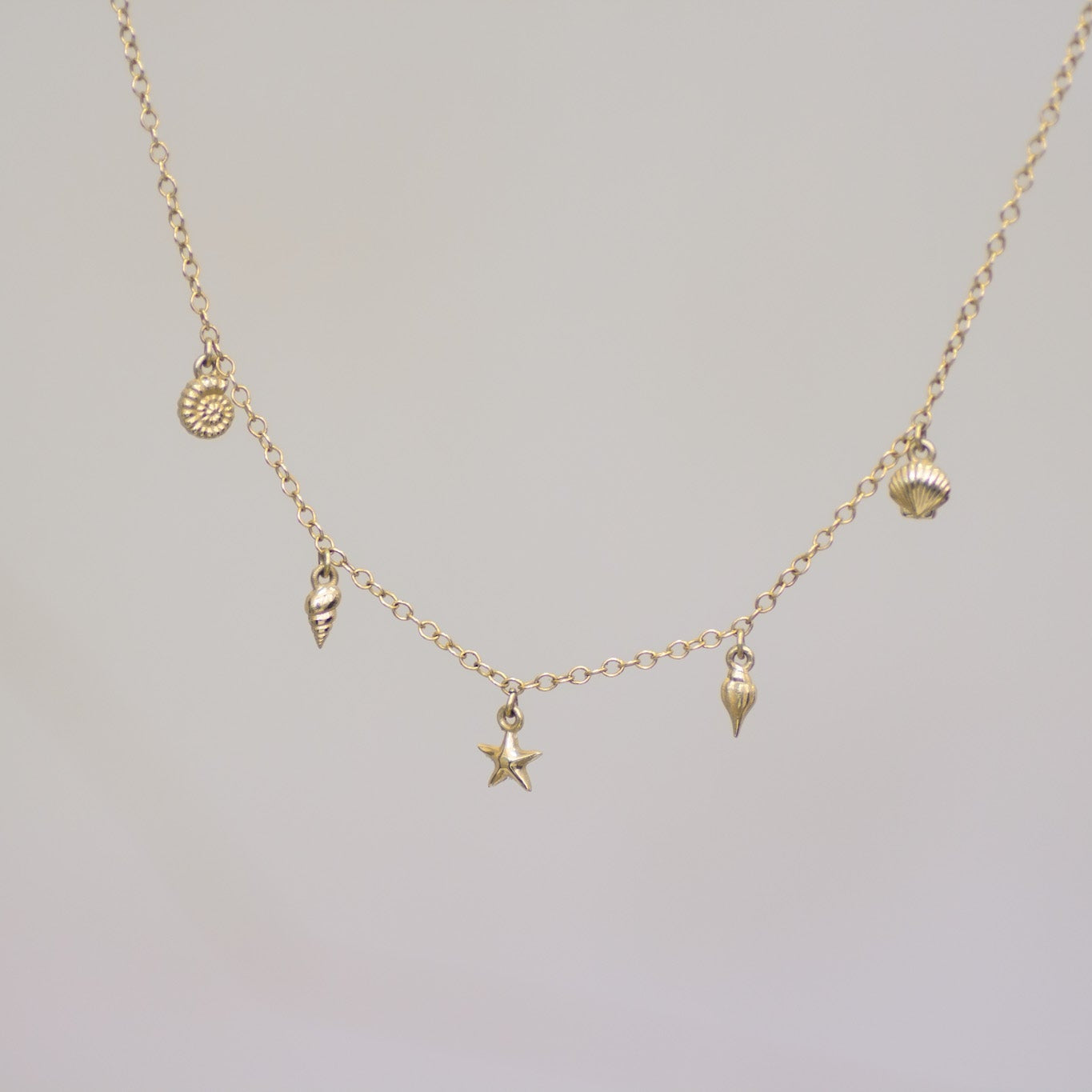 Secrets of the Sea Mini Charms Necklace in 14K Gold