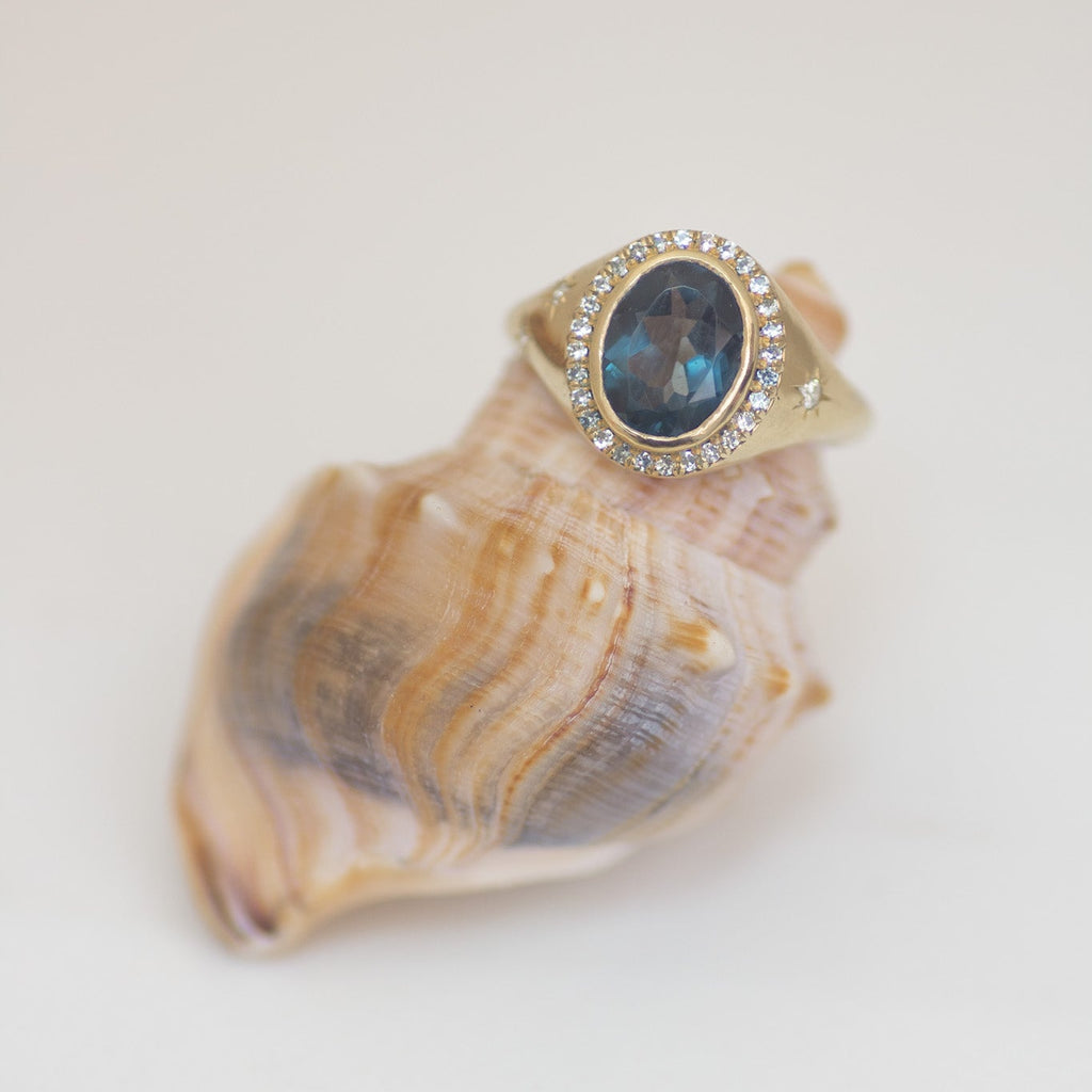 Neptune London Blue Topaz Ring in 14K Gold
