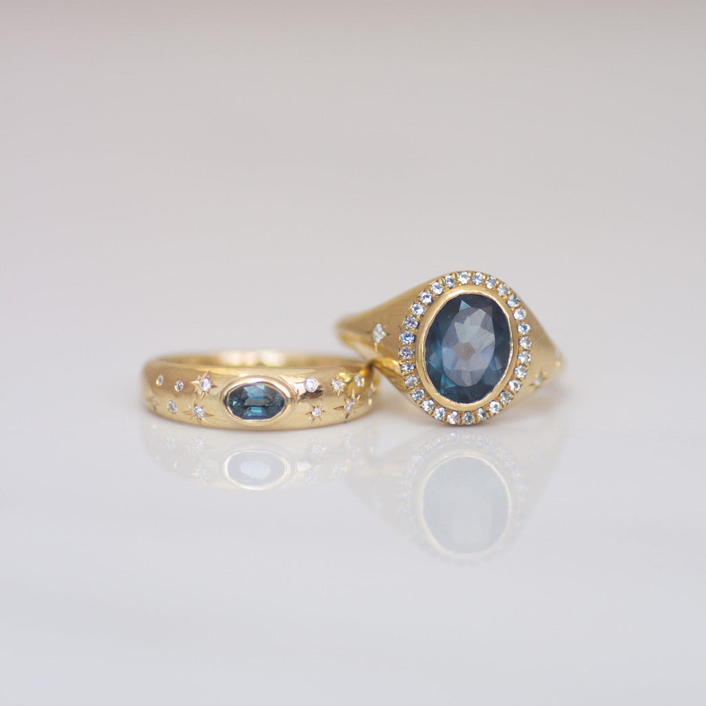 Midnight Ocean Bombay Ring in 14k Gold