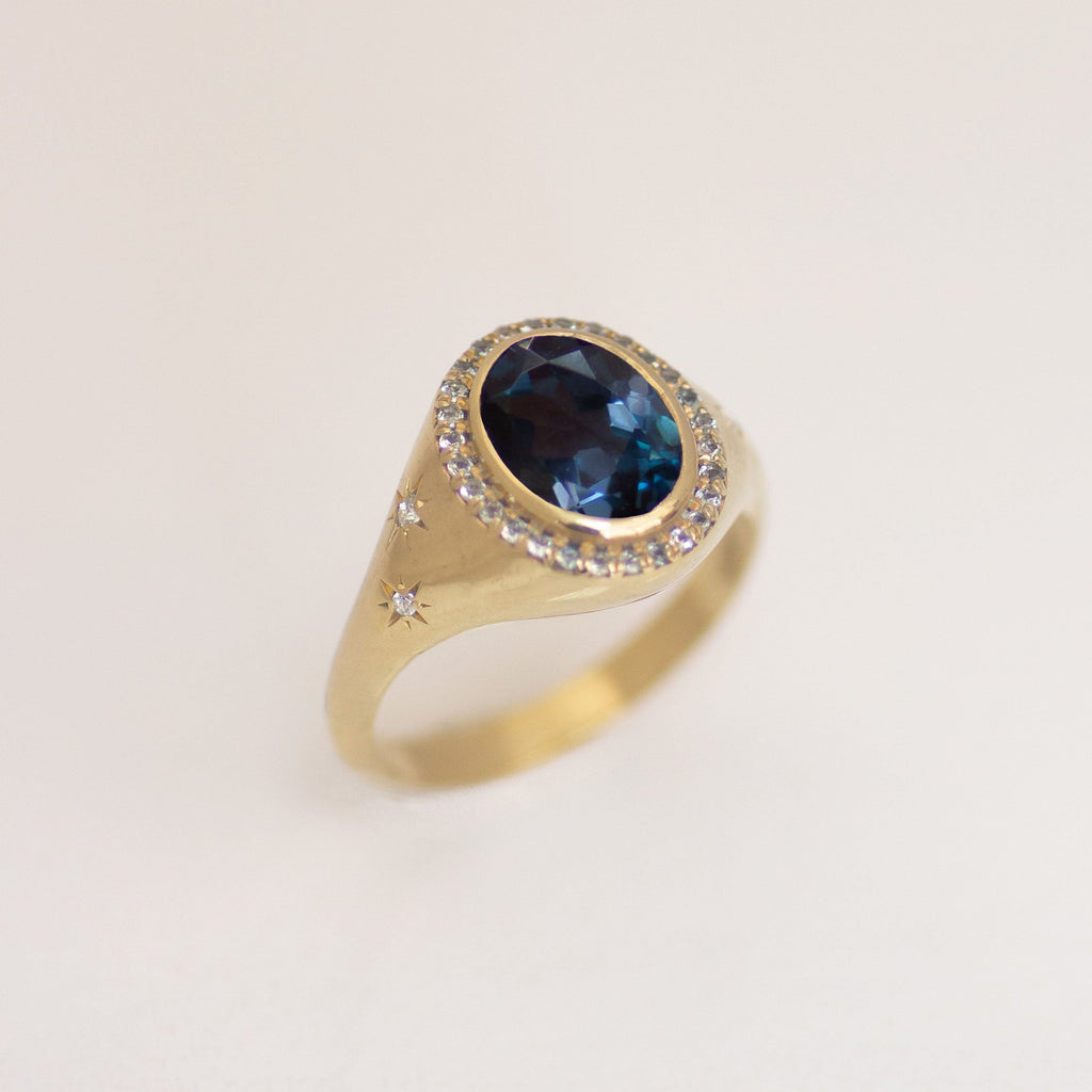 Neptune London Blue Topaz Ring in 14K Gold