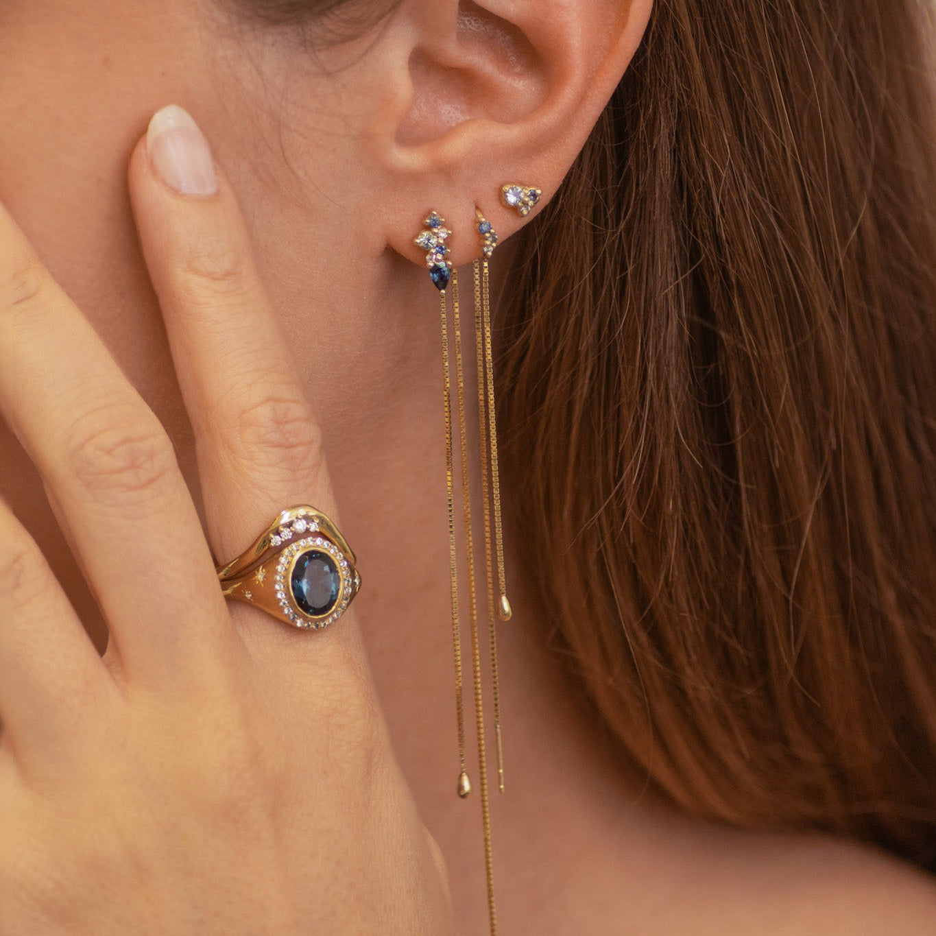 Reef Cluster Threader Earrings in 14k gold
