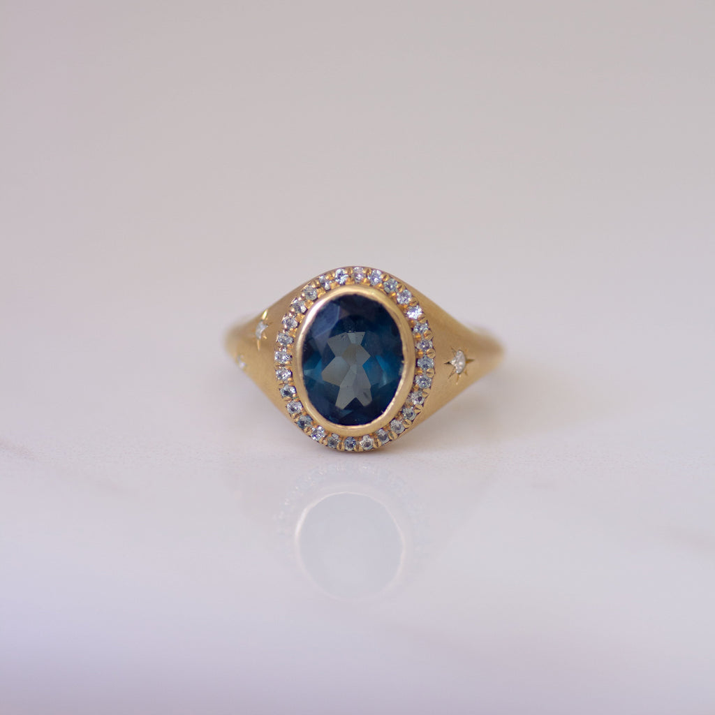 Neptune London Blue Topaz Ring in 14K Gold