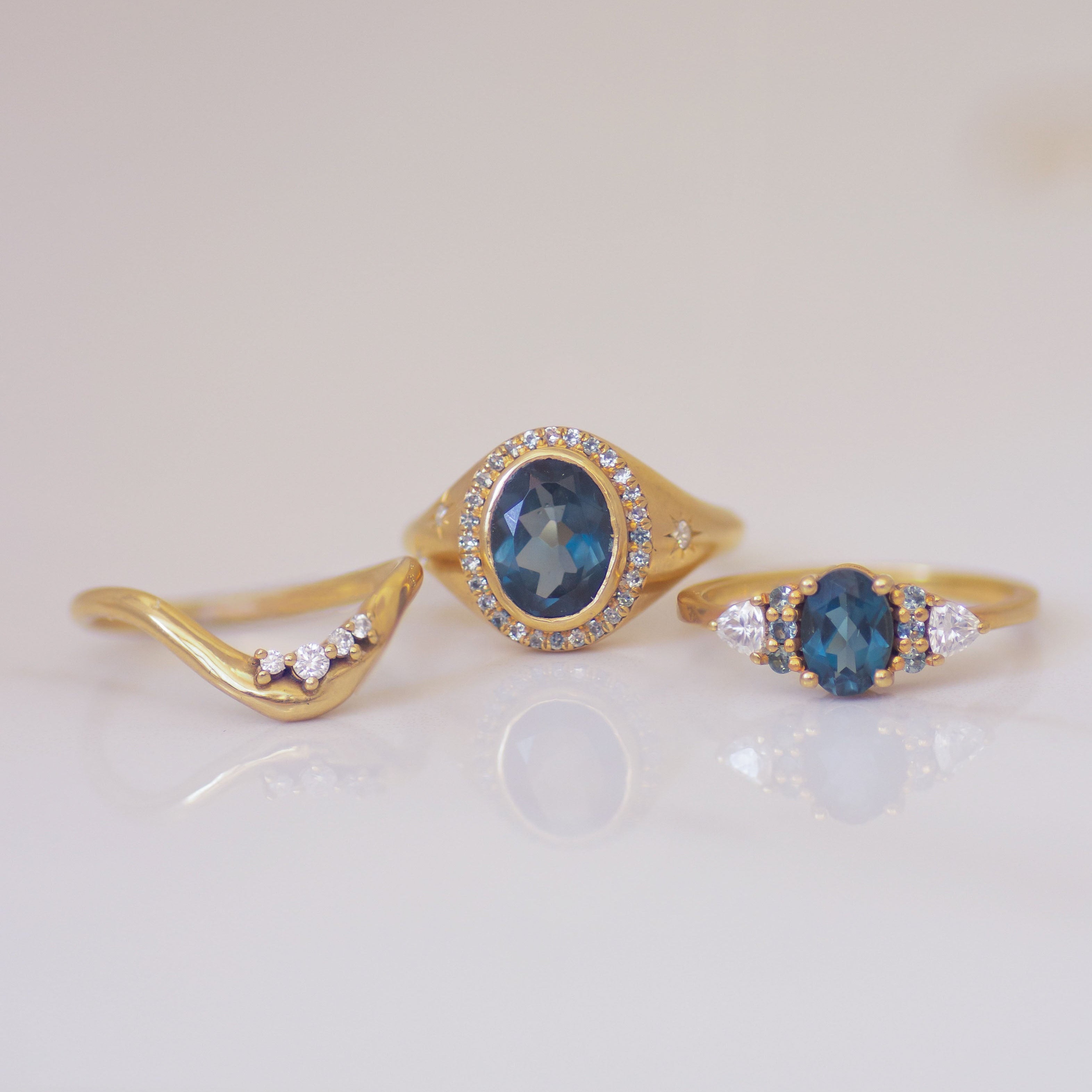Calypso London Blue Topaz Ring in 14K Gold