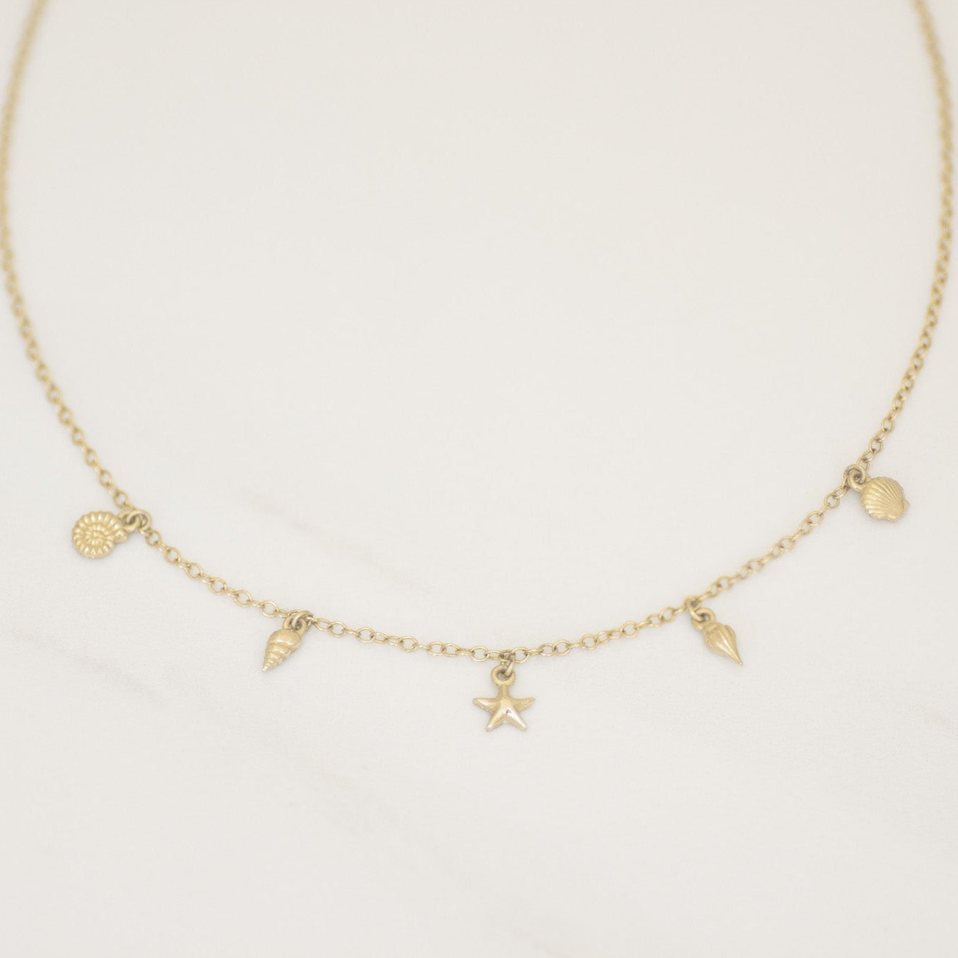 Secrets of the Sea Mini Charms Necklace in 14K Gold