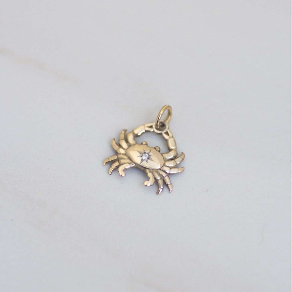 Diamond Crab Charm in 14k gold