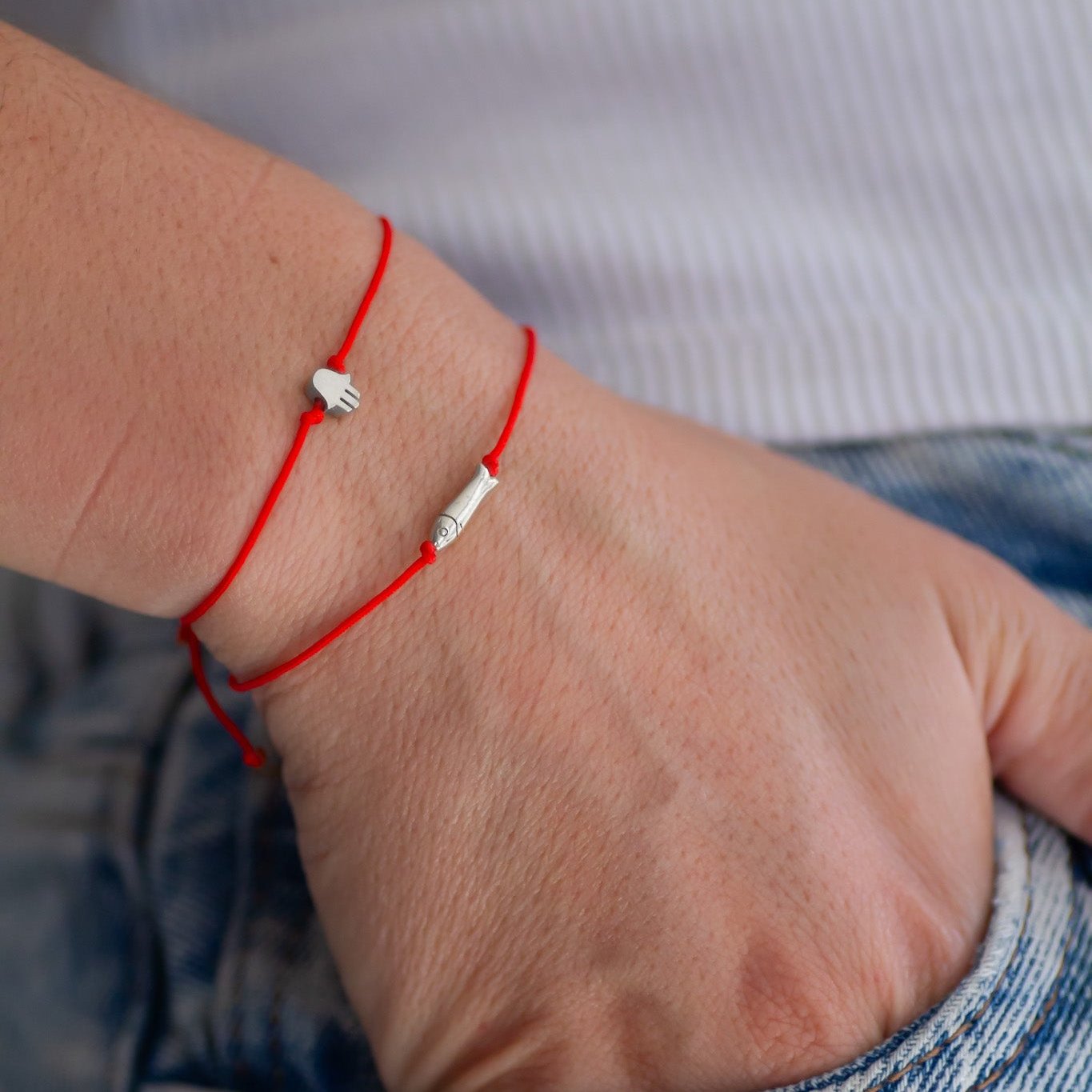 Lucky Fish Bead bracelet silver