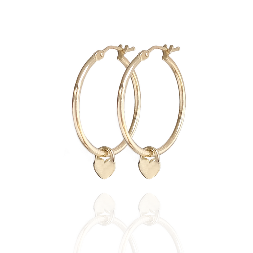 Heart Locket Large Hoop 14k gold